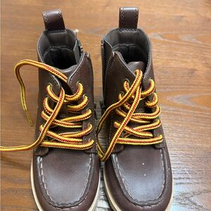 Cat & Jack Kids' Brown Boots with Yellow Laces